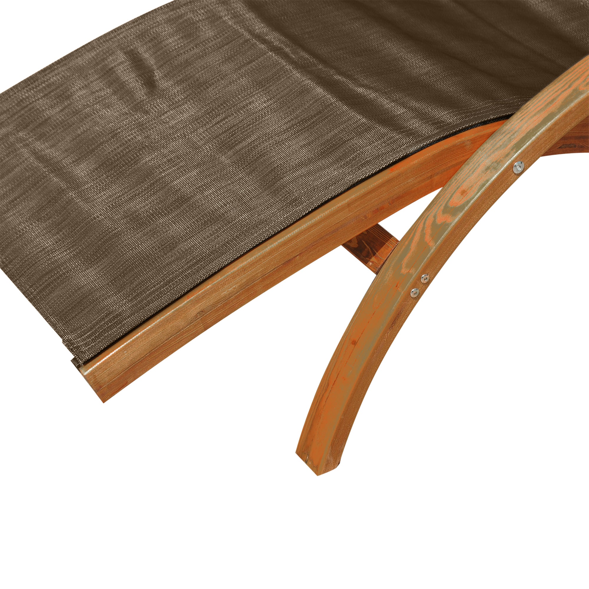 Ergonomic Garden Sun Lounger, Sunbed with Padded Headrest in Wood and Fabric, 161 x 72 x 68 cm, Brown