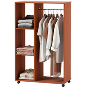Mobile Storage Wardrobe Open Wardrobe Particle Board Walnut Color