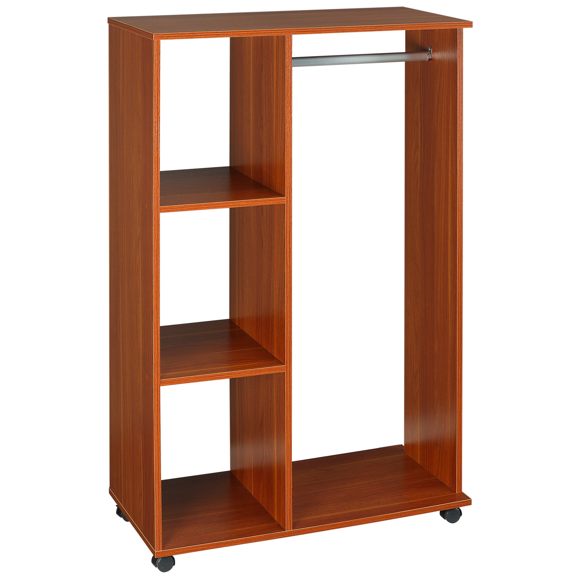 Mobile Storage Wardrobe Open Wardrobe Particle Board Walnut Color