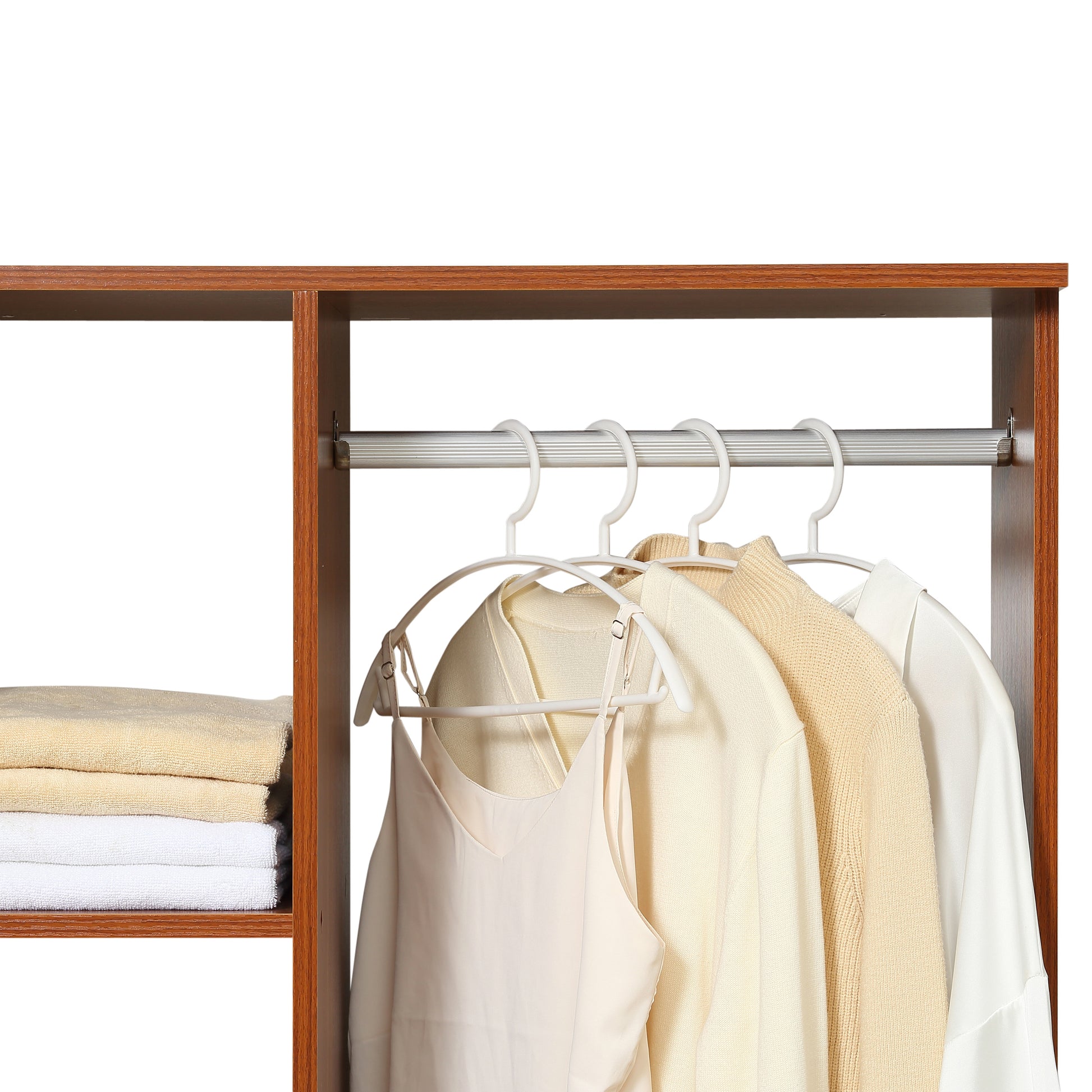 Mobile Storage Wardrobe Open Wardrobe Particle Board Walnut Color