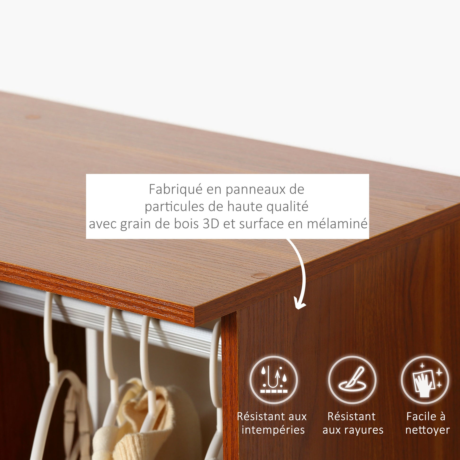 Mobile Storage Wardrobe Open Wardrobe Particle Board Walnut Color