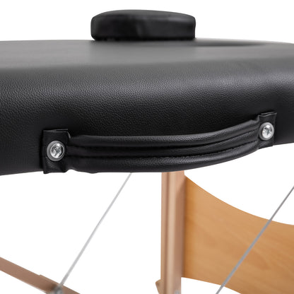 Massage Table, Portable Massage Bed, Adjustable Cosmetic Bench, Poplar Wood, Foam, Black, 186 x 60 x 58-81 cm