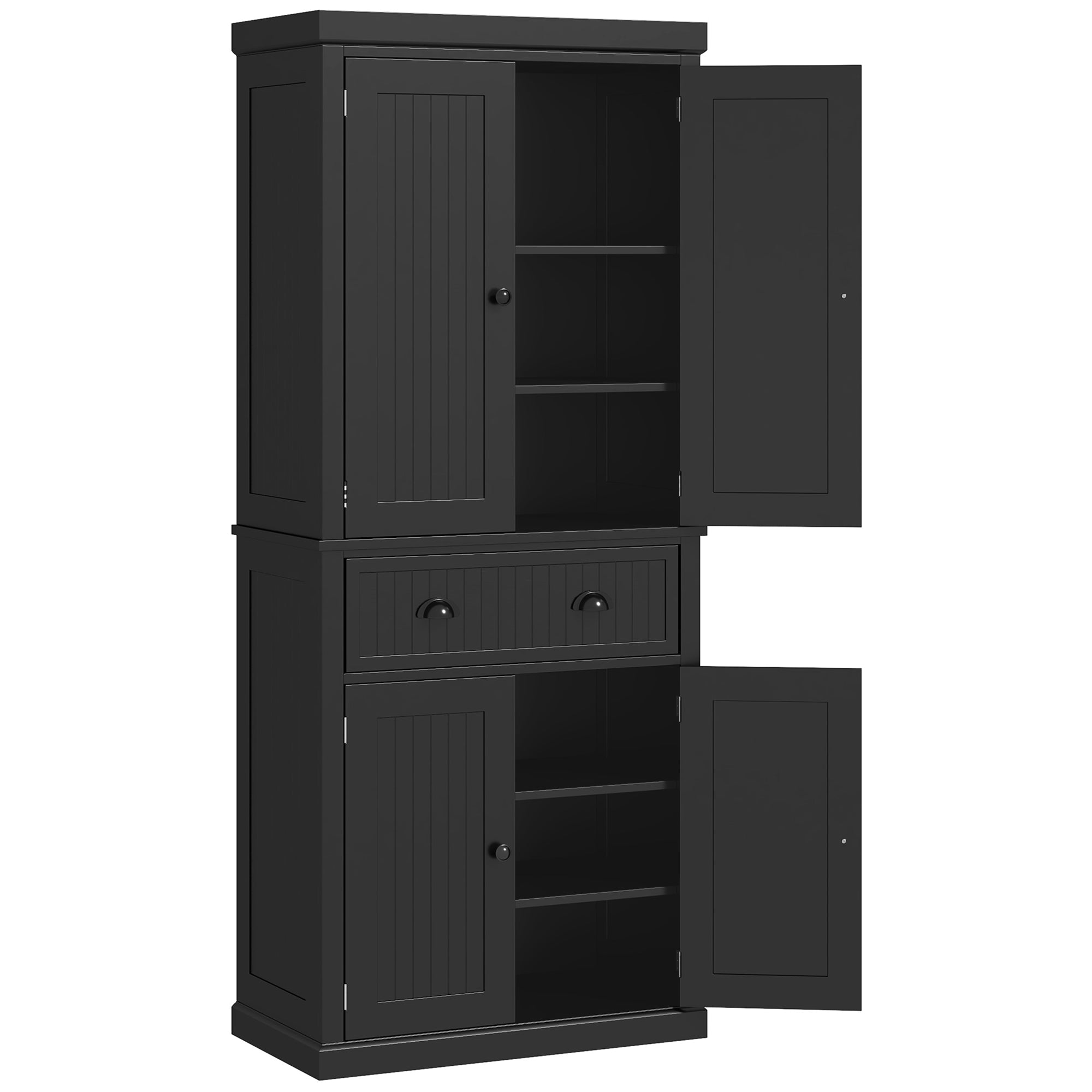 Modern Style Kitchen Cabinet Buffet with Cupboard Doors, Adjustable Shelves, Drawer, Storage Unit for Dining Room, Living Room, 76.2 x 40.2 x 183 cm, Black