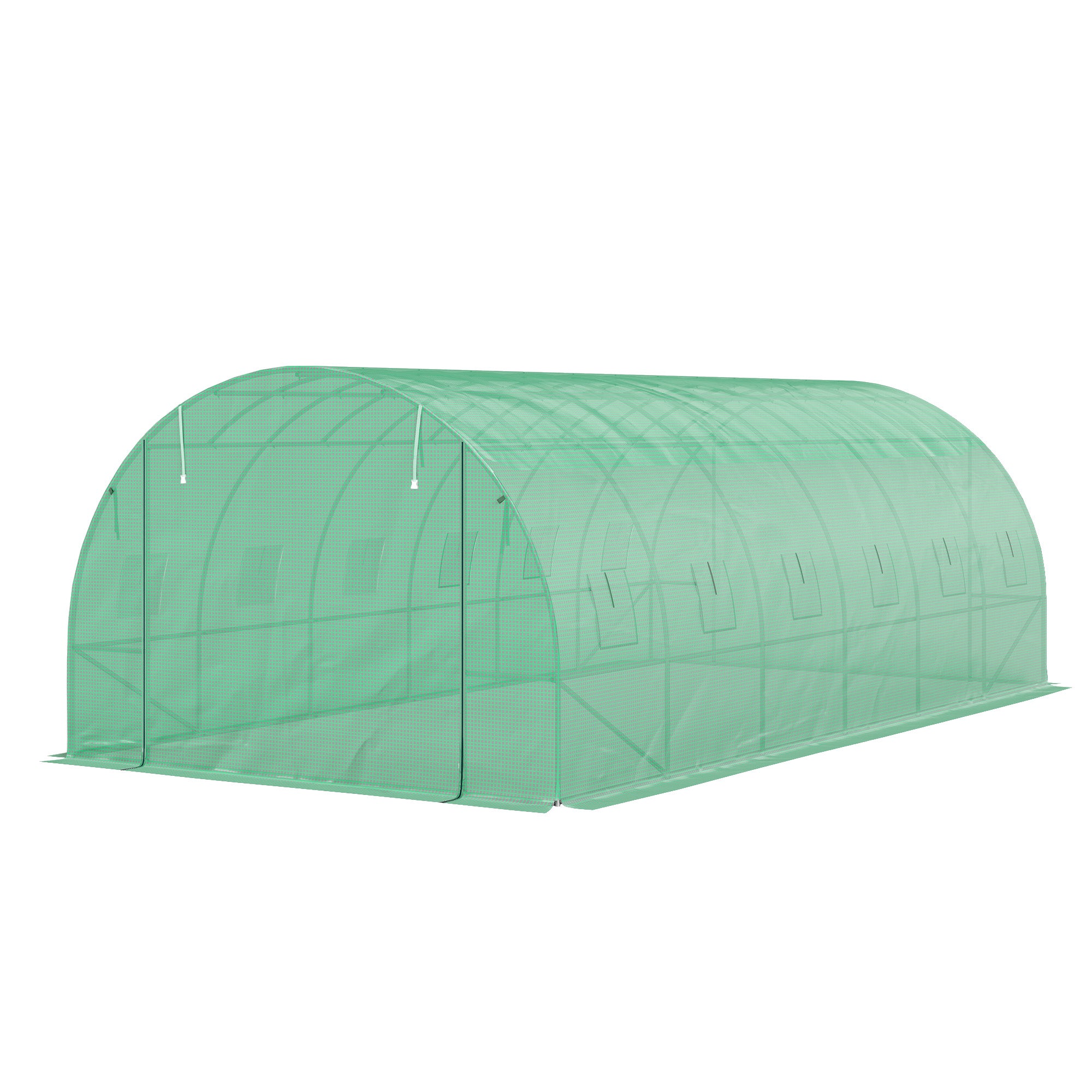 Greenhouse 300x600x200cm Foil Greenhouse Tomato House with Door, 12 Windows, Galvanized Steel Foil Tunnel, 170g/m² PE, Stable Plant Tunnel, Greenhouse incl. Ground Anchors & Ropes, Green