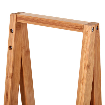 Bamboo Bathroom Shelf with 3 Shelves Storage Shelf Wooden A-Frame 30x18x81 cm Natural and White