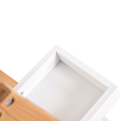 Bamboo Bathroom Shelf with 3 Shelves Storage Shelf Wooden A-Frame 30x18x81 cm Natural and White