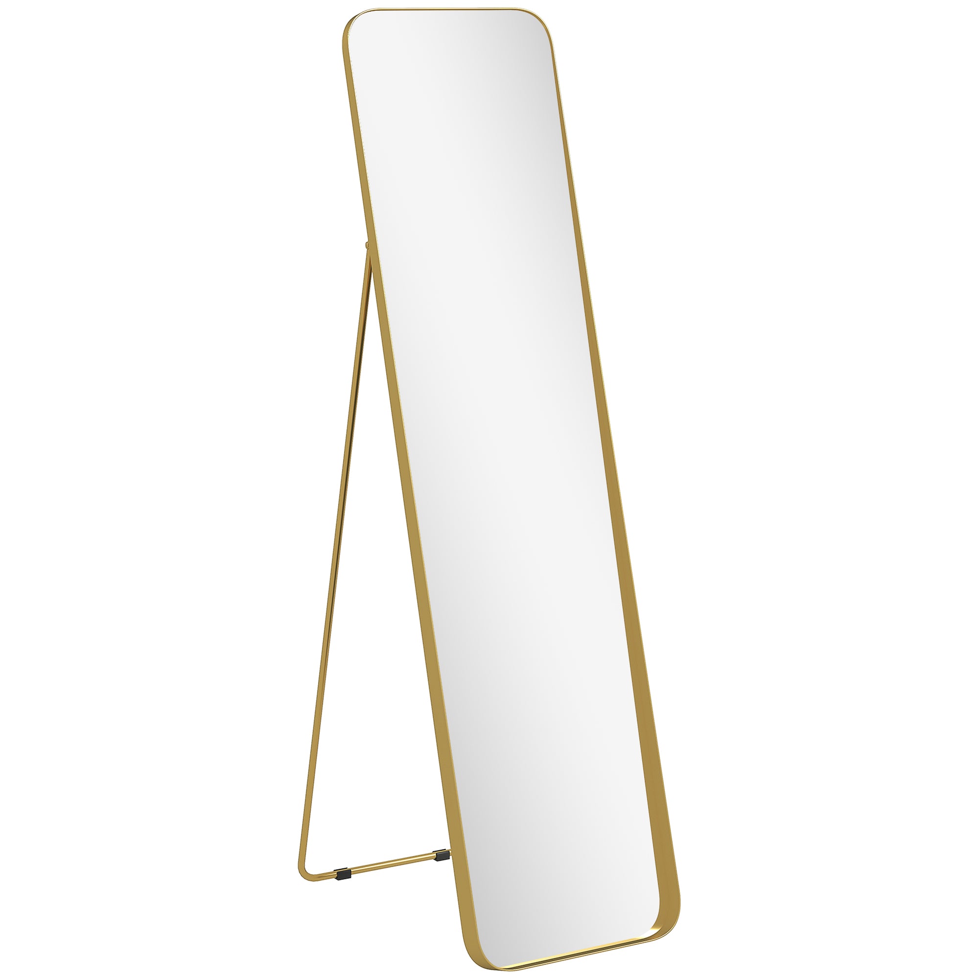 Full Body Mirror 160 x 40 cm Slimming Floor Mirror with Metal Frame and Shatterproof Glass, Stand Mirror for Standing, Leaning, Mirror for Living Room, Bedroom, Hallway, Gold