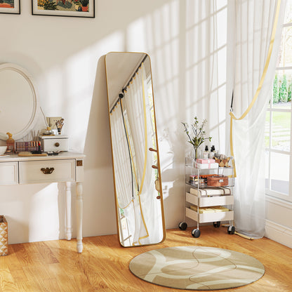 Full Body Mirror 160 x 40 cm Slimming Floor Mirror with Metal Frame and Shatterproof Glass, Stand Mirror for Standing, Leaning, Mirror for Living Room, Bedroom, Hallway, Gold