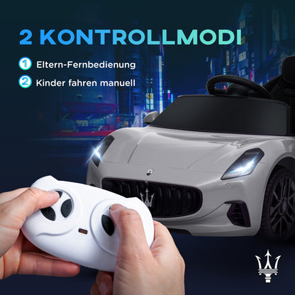 Kids Electric Car 12V Children's Car with 2.4 GHz Remote Control, 2 Motors, Kids Vehicle with Horn, LED, Music, Soft Start, Electric Vehicle with Training Wheel, for 3-5 Year Olds, Gray