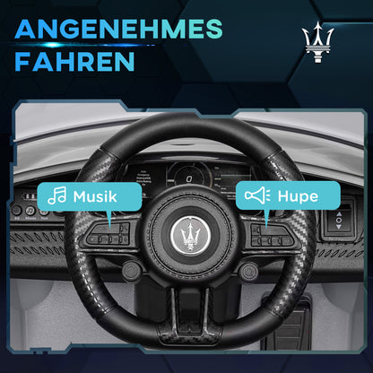 Kids Electric Car 12V Children's Car with 2.4 GHz Remote Control, 2 Motors, Kids Vehicle with Horn, LED, Music, Soft Start, Electric Vehicle with Training Wheel, for 3-5 Year Olds, Gray