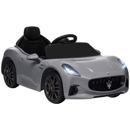 Kids Electric Car 12V Children's Car with 2.4 GHz Remote Control, 2 Motors, Kids Vehicle with Horn, LED, Music, Soft Start, Electric Vehicle with Training Wheel, for 3-5 Year Olds, Gray