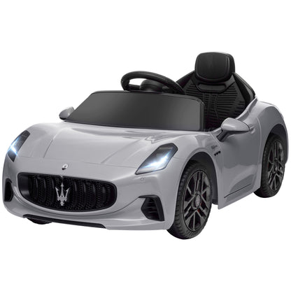 Kids Electric Car 12V Children's Car with 2.4 GHz Remote Control, 2 Motors, Kids Vehicle with Horn, LED, Music, Soft Start, Electric Vehicle with Training Wheel, for 3-5 Year Olds, Gray