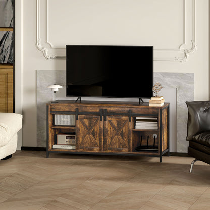 TV Cabinet TV Stand with 2 Sliding Doors 120 cm long TV Lowboard with integrated cable management for TVs up to 60 inches TV shelf for living room Brown 120 x 40 x 54 cm