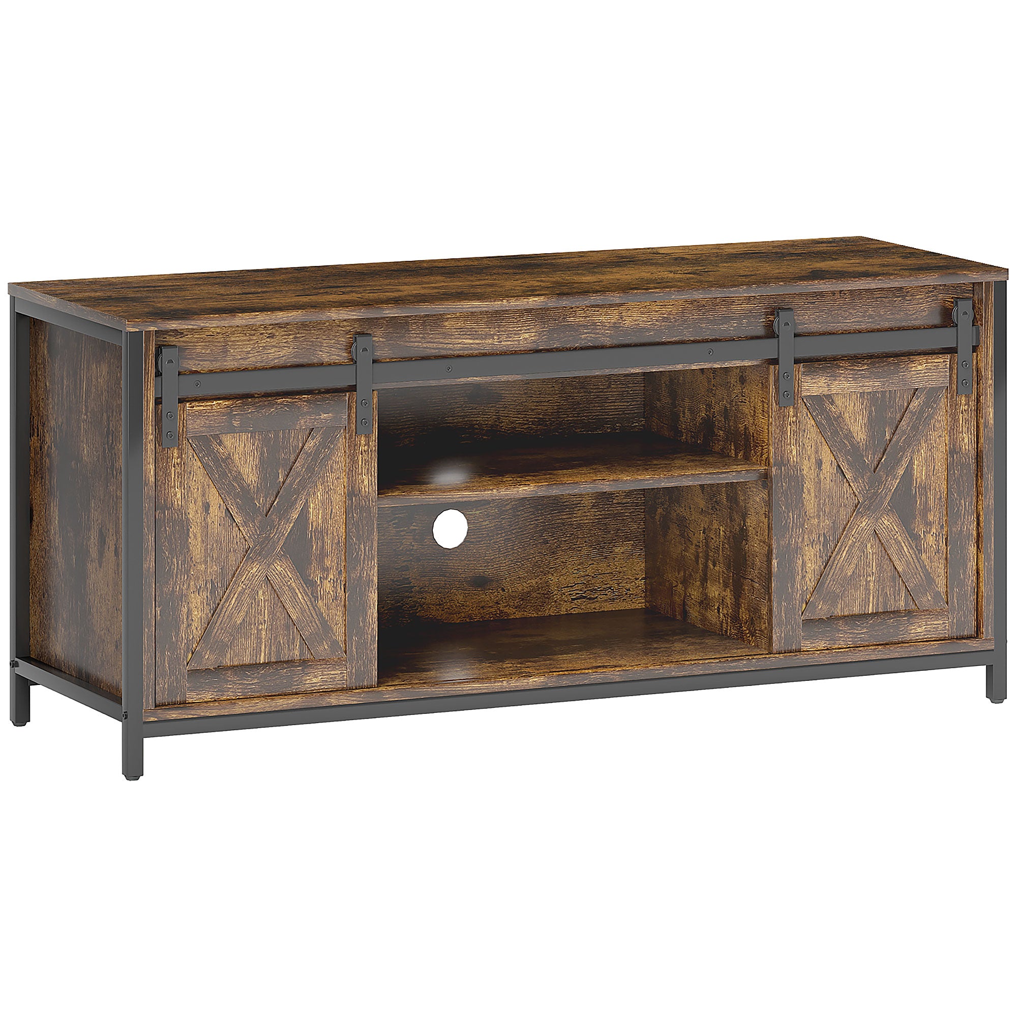 TV Cabinet TV Stand with 2 Sliding Doors 120 cm long TV Lowboard with integrated cable management for TVs up to 60 inches TV shelf for living room Brown 120 x 40 x 54 cm
