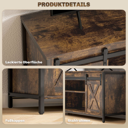 TV Cabinet TV Stand with 2 Sliding Doors 120 cm long TV Lowboard with integrated cable management for TVs up to 60 inches TV shelf for living room Brown 120 x 40 x 54 cm