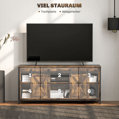 TV Cabinet TV Stand with 2 Sliding Doors 120 cm long TV Lowboard with integrated cable management for TVs up to 60 inches TV shelf for living room Brown 120 x 40 x 54 cm