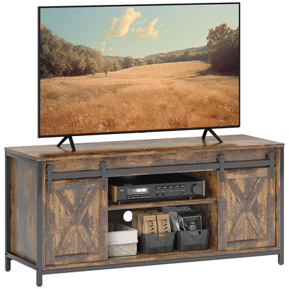 TV Cabinet TV Stand with 2 Sliding Doors 120 cm long TV Lowboard with integrated cable management for TVs up to 60 inches TV shelf for living room Brown 120 x 40 x 54 cm