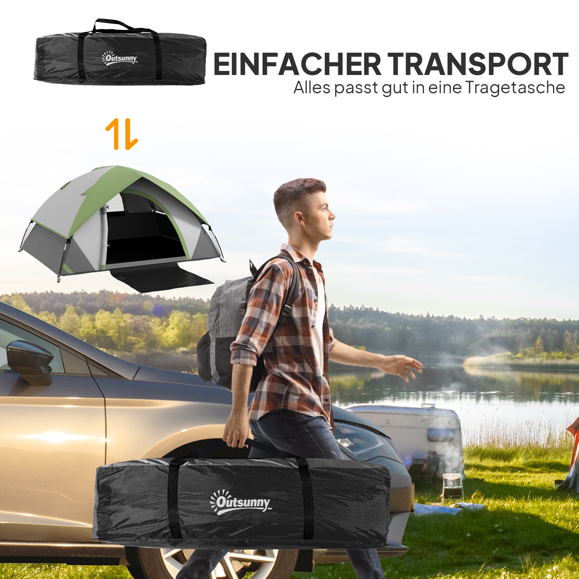 Dome Tent for 2 People Light, Stable Waterproof Family Tent with Door & Window Pack Bag, Hook, Camping Tent with 3000mm Water Column Tent for Camping Travel Trekking Garden