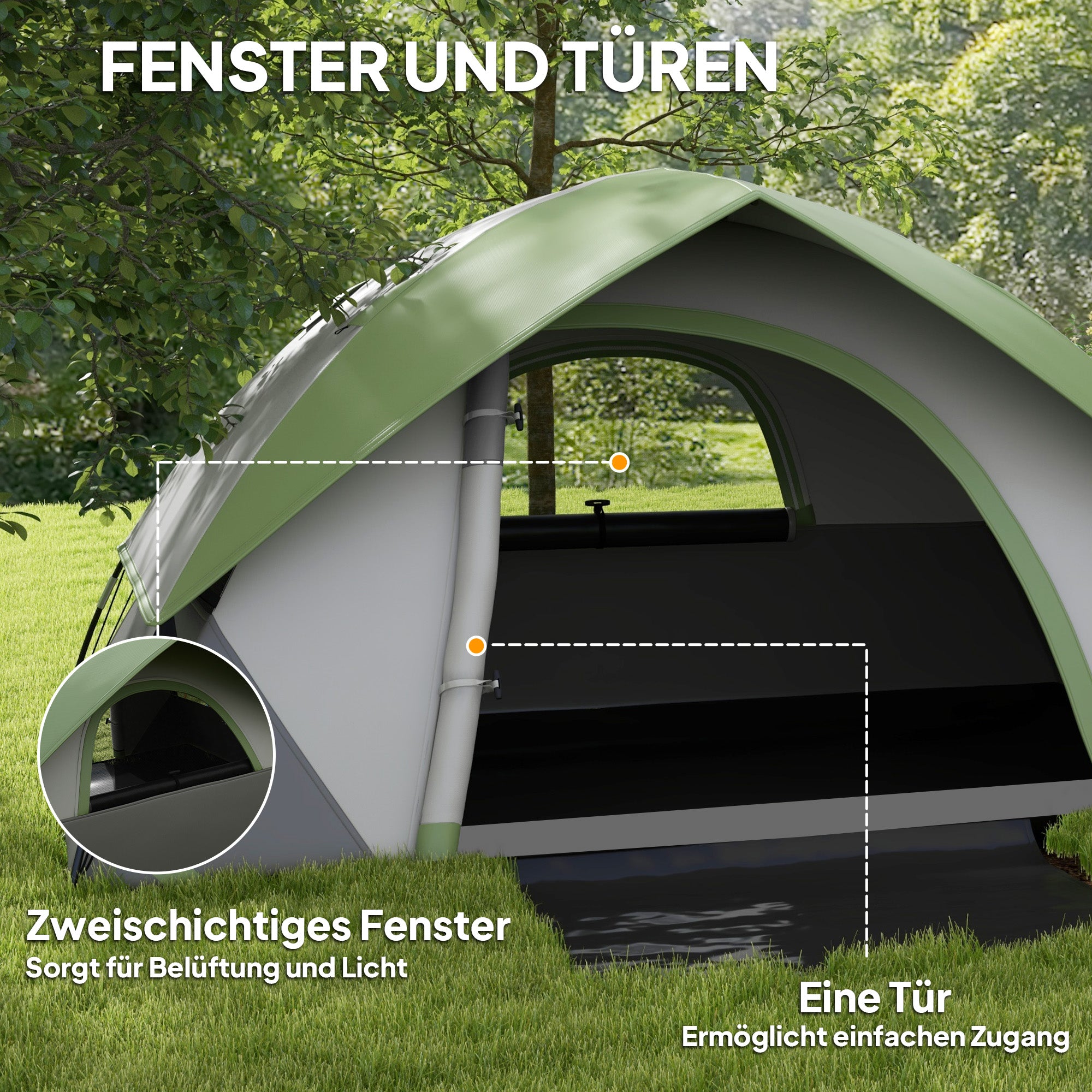 Dome Tent for 2 People Light, Stable Waterproof Family Tent with Door & Window Pack Bag, Hook, Camping Tent with 3000mm Water Column Tent for Camping Travel Trekking Garden