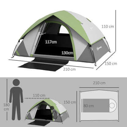 Dome Tent for 2 People Light, Stable Waterproof Family Tent with Door & Window Pack Bag, Hook, Camping Tent with 3000mm Water Column Tent for Camping Travel Trekking Garden