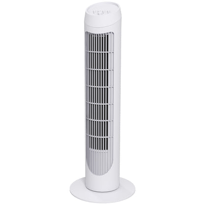 45W Tower Fan Quiet Vertical Fan with 3 Speeds 70° Oscillation for Living Room Bedroom Office Ø27x75 cm White