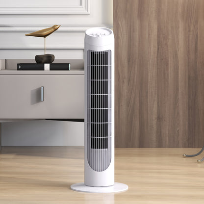 45W Tower Fan Quiet Vertical Fan with 3 Speeds 70° Oscillation for Living Room Bedroom Office Ø27x75 cm White