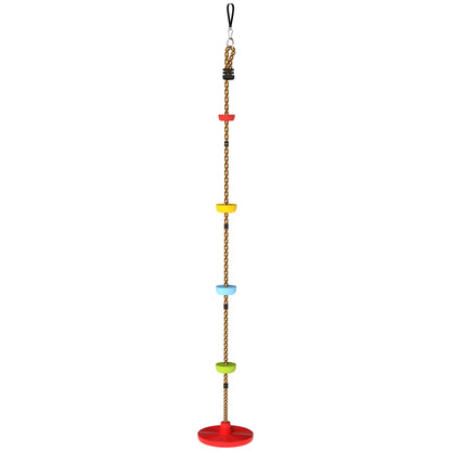 Ninja Line Kids Slackline Set with Swing & Platforms, Outdoor Play Equipment for Ages 3–8 — Red