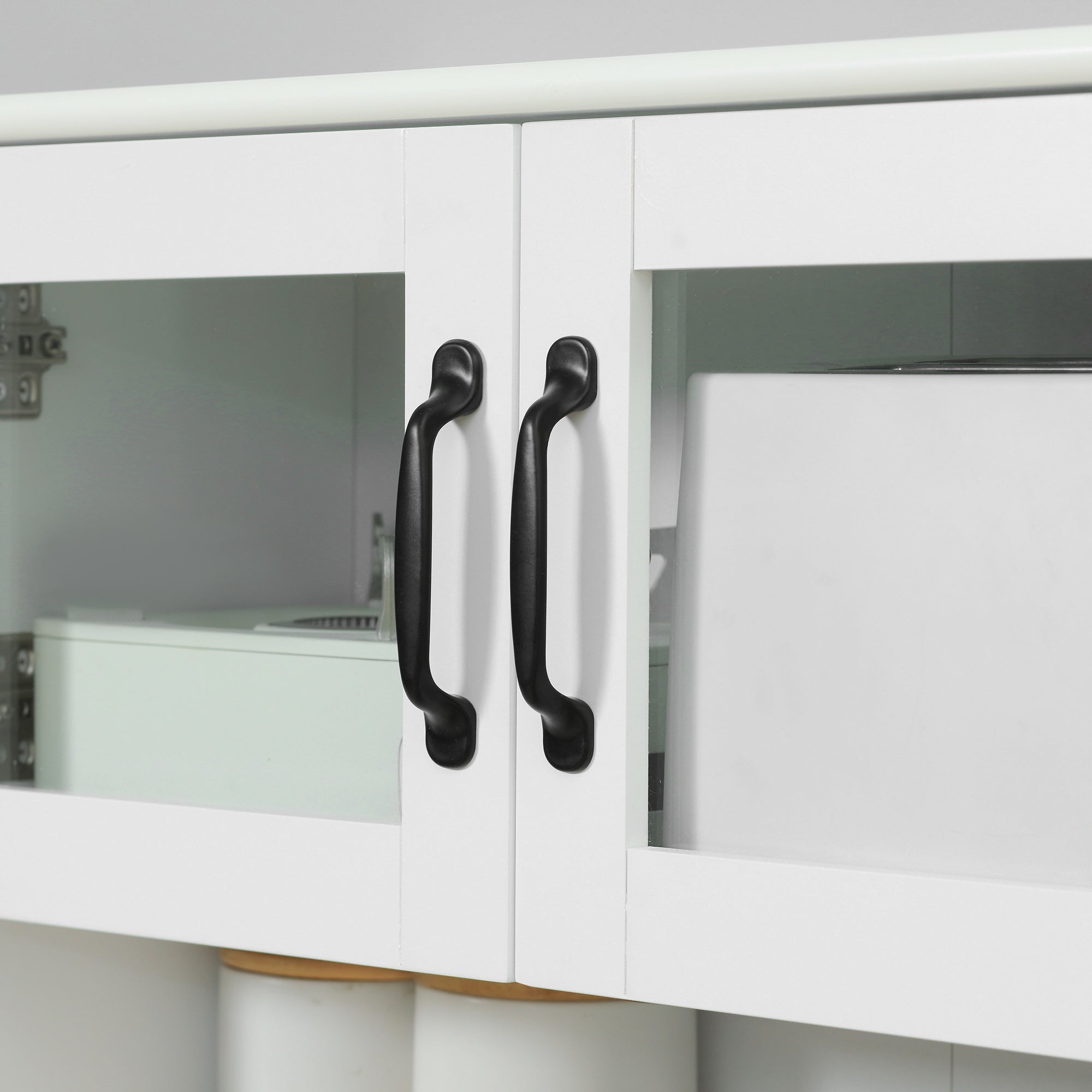 Kitchen Pantry Cabinet Buffet with 4 Doors Drawer and Adjustable Shelves for Dining Room Modern Style 60x38x161 cm White