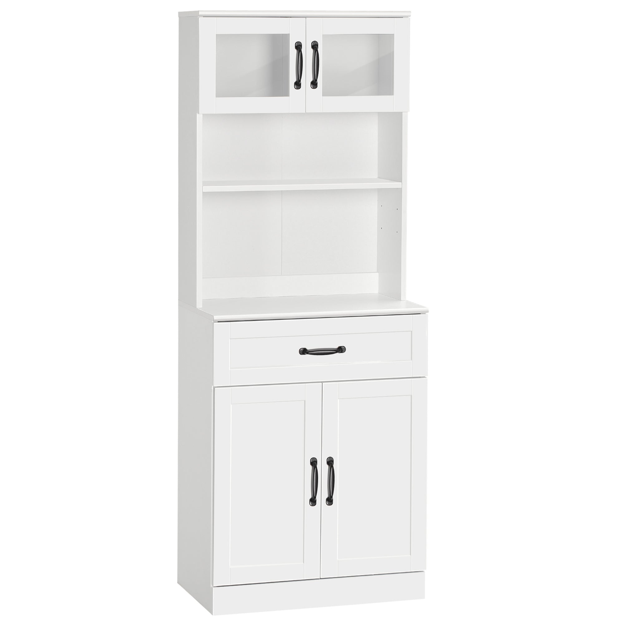 Kitchen Pantry Cabinet Buffet with 4 Doors Drawer and Adjustable Shelves for Dining Room Modern Style 60x38x161 cm White