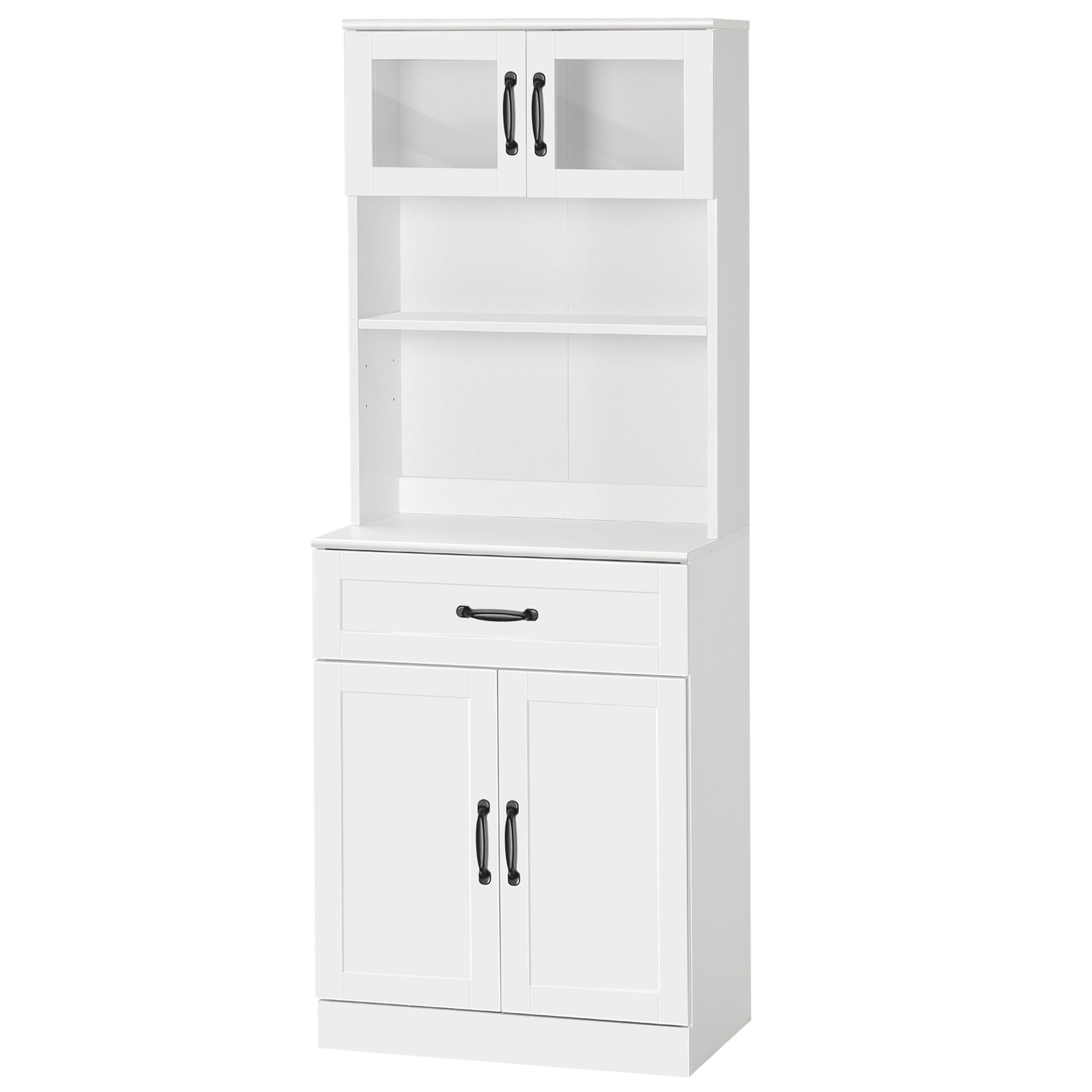 Kitchen Pantry Cabinet Buffet with 4 Doors Drawer and Adjustable Shelves for Dining Room Modern Style 60x38x161 cm White