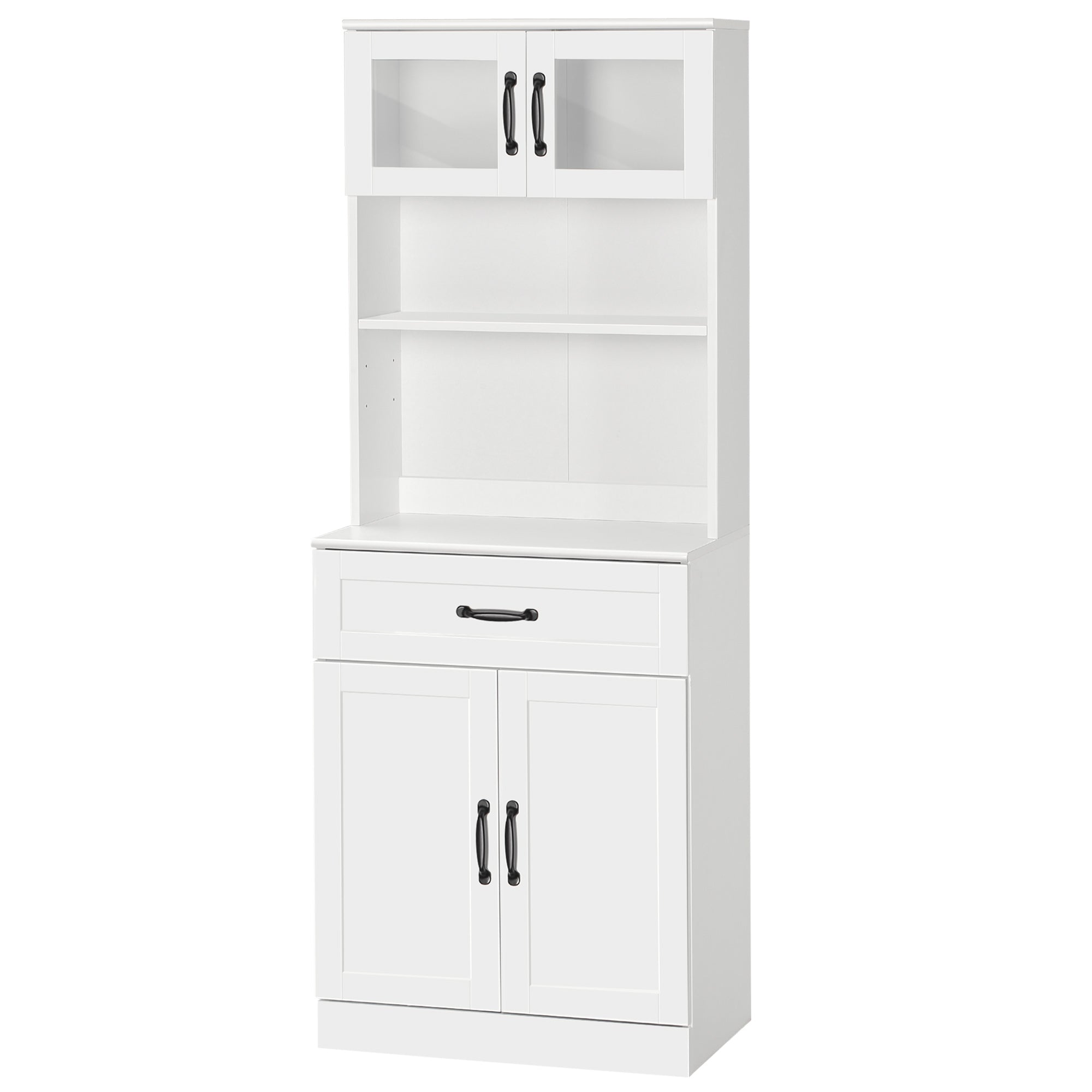Kitchen Pantry Cabinet Buffet with 4 Doors Drawer and Adjustable Shelves for Dining Room Modern Style 60x38x161 cm White