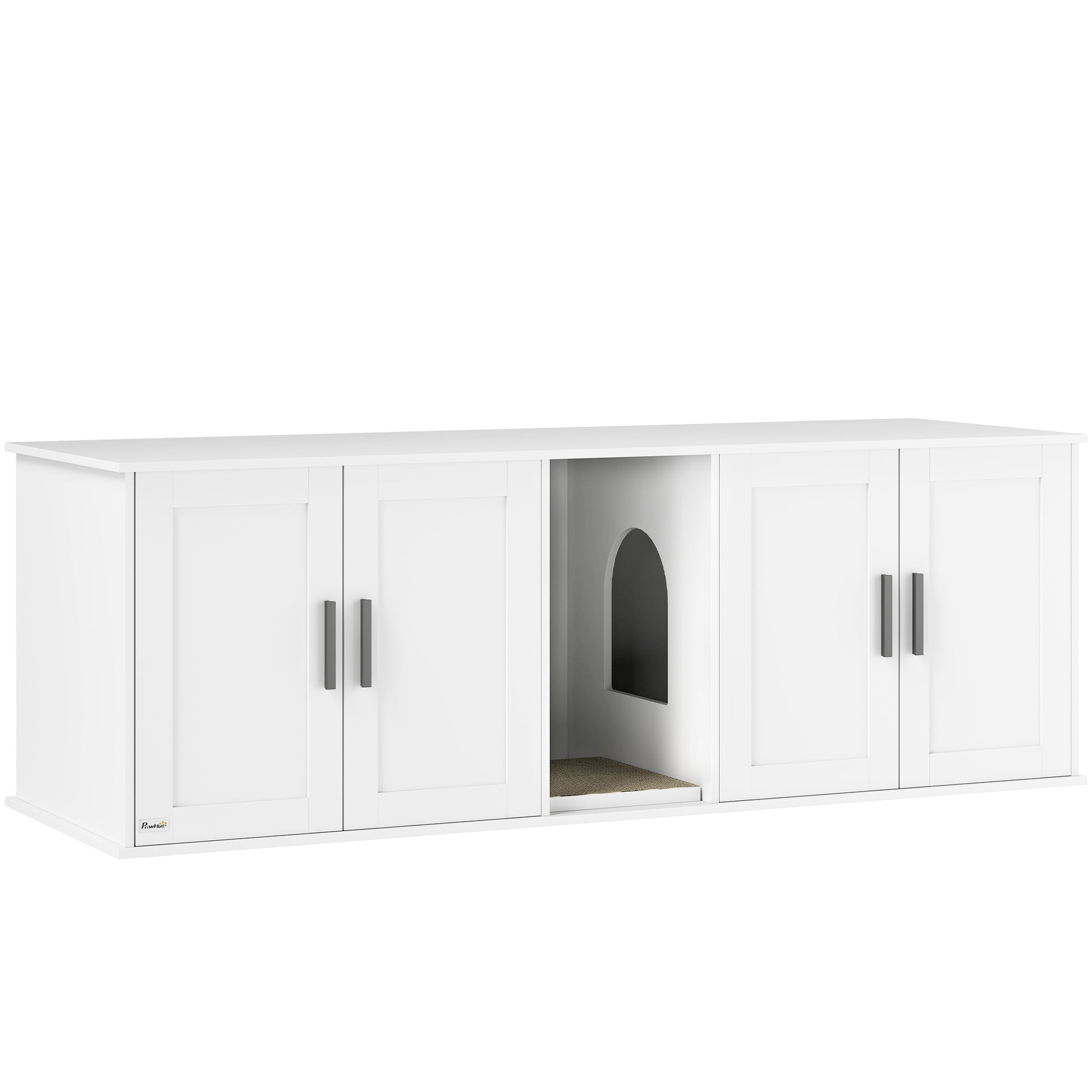 Cat Litter Box Cabinet Cat House with Door Partition Cat Toilet Cat Cabinet for Large Cats Side Table Cat Cave 145 x 49 x 51 cm White