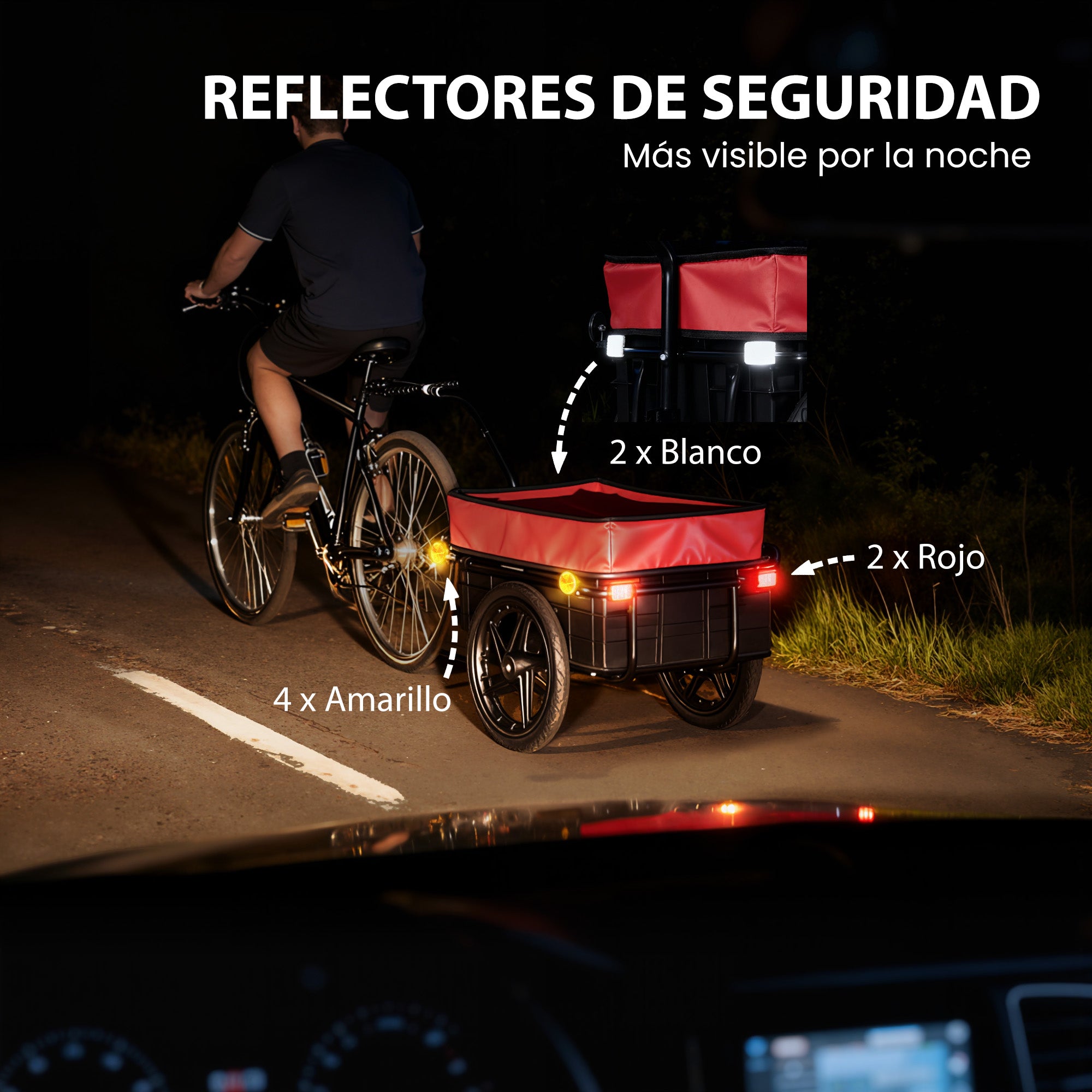 Bicycle Cargo Trailer 40 kg — Hand Cart with Waterproof Oxford Cover, Reflectors, Steel Frame & Handles, 144 x 59 x 80 cm, Red & Black