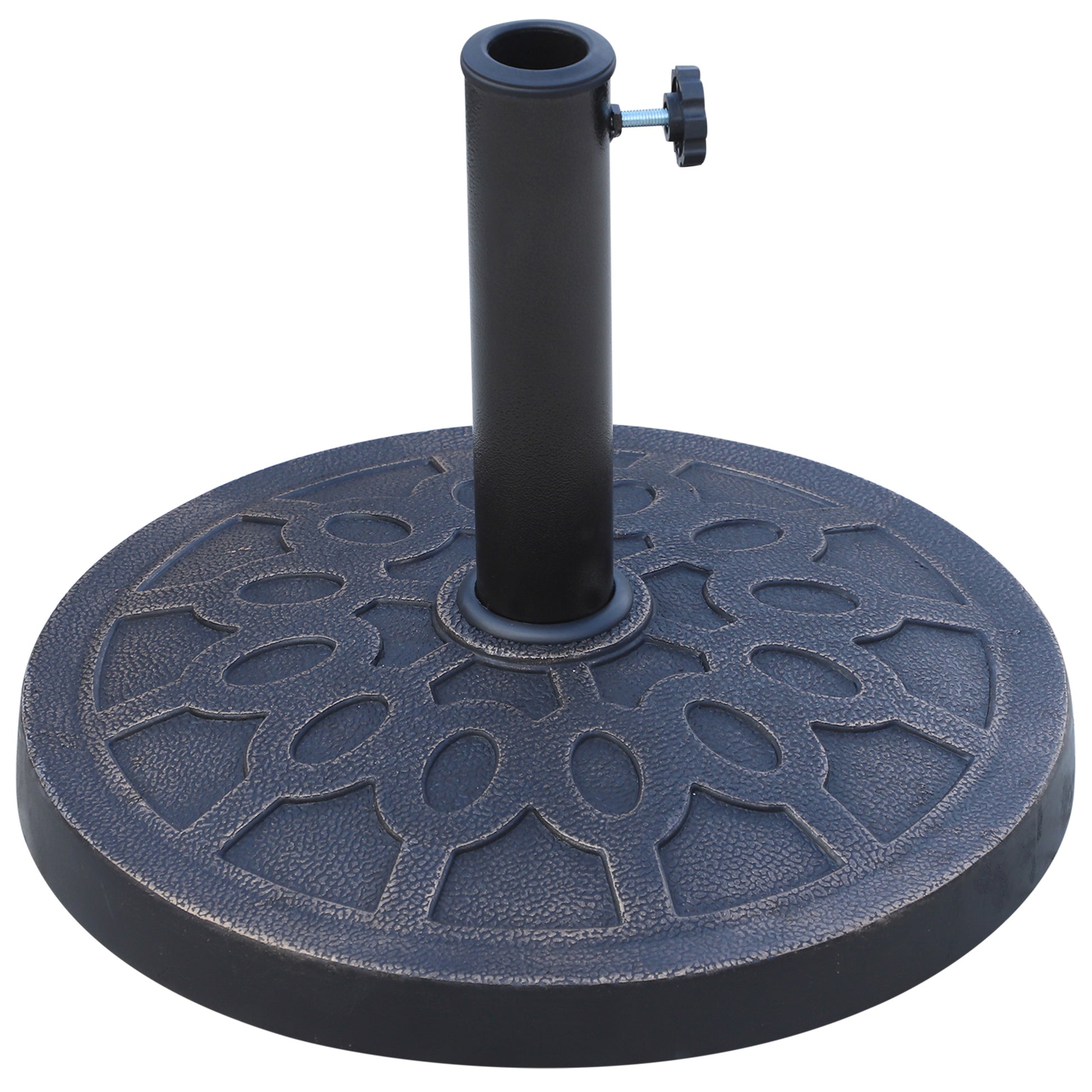 12 kg Round Umbrella Base with Handle, Resin and Steel Umbrella Stand for Ø38 mm and Ø48 mm Poles, for Outdoor Use, Bronze