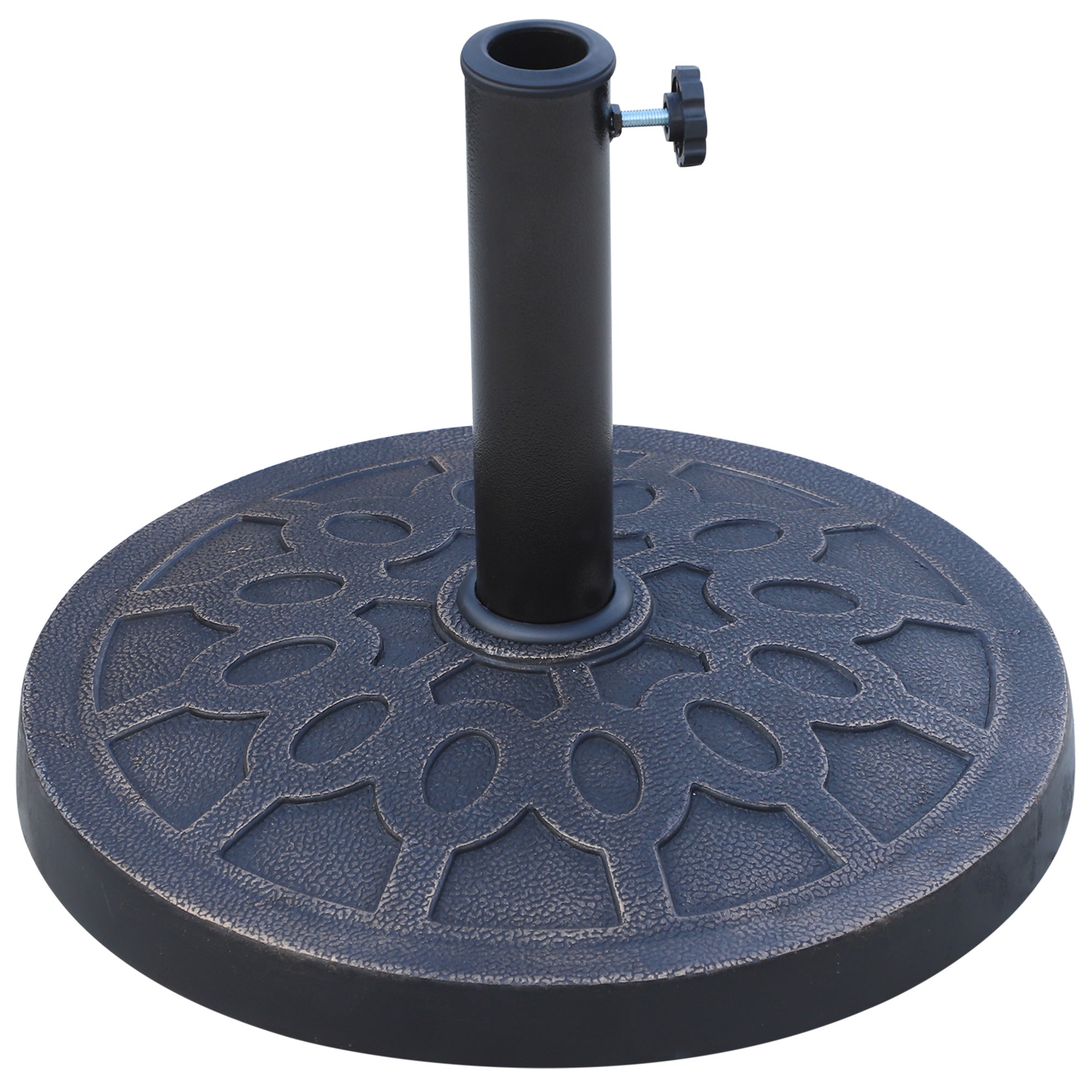 12 kg Round Umbrella Base with Handle, Resin and Steel Umbrella Stand for Ø38 mm and Ø48 mm Poles, for Outdoor Use, Bronze