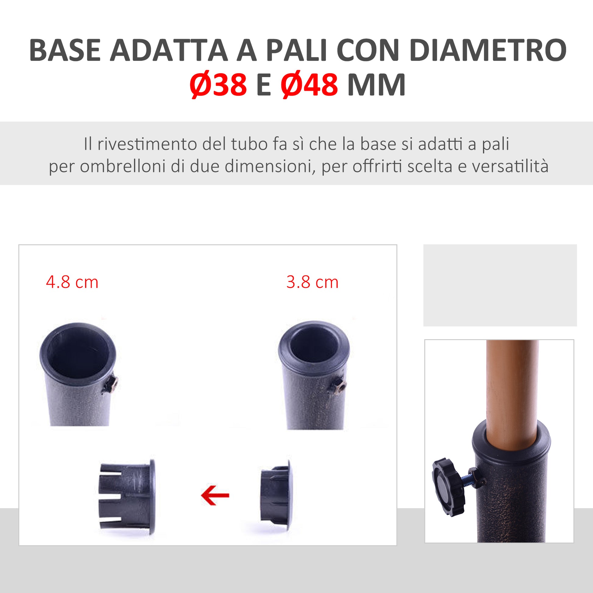 12 kg Round Umbrella Base with Handle, Resin and Steel Umbrella Stand for Ø38 mm and Ø48 mm Poles, for Outdoor Use, Bronze