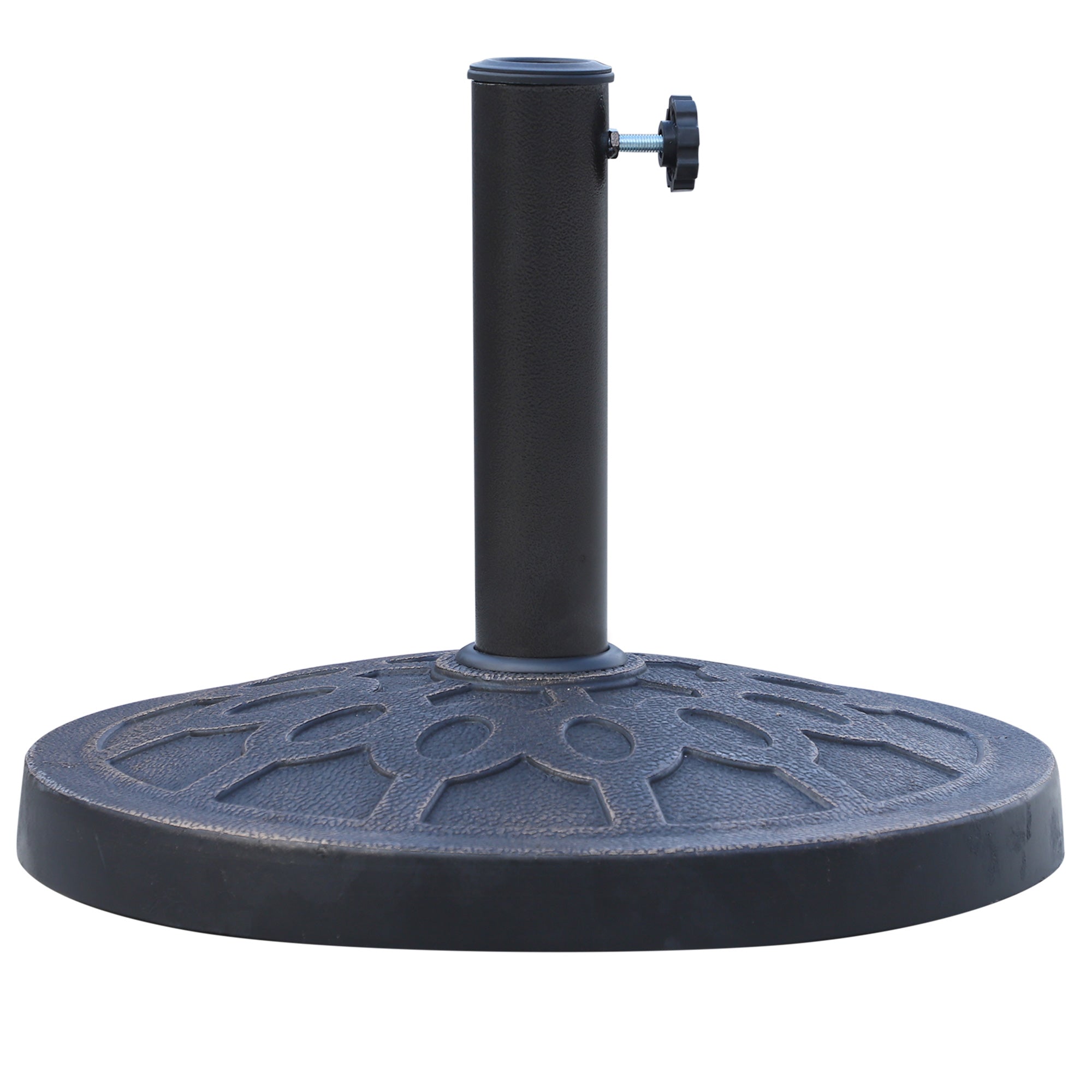 12 kg Round Umbrella Base with Handle, Resin and Steel Umbrella Stand for Ø38 mm and Ø48 mm Poles, for Outdoor Use, Bronze