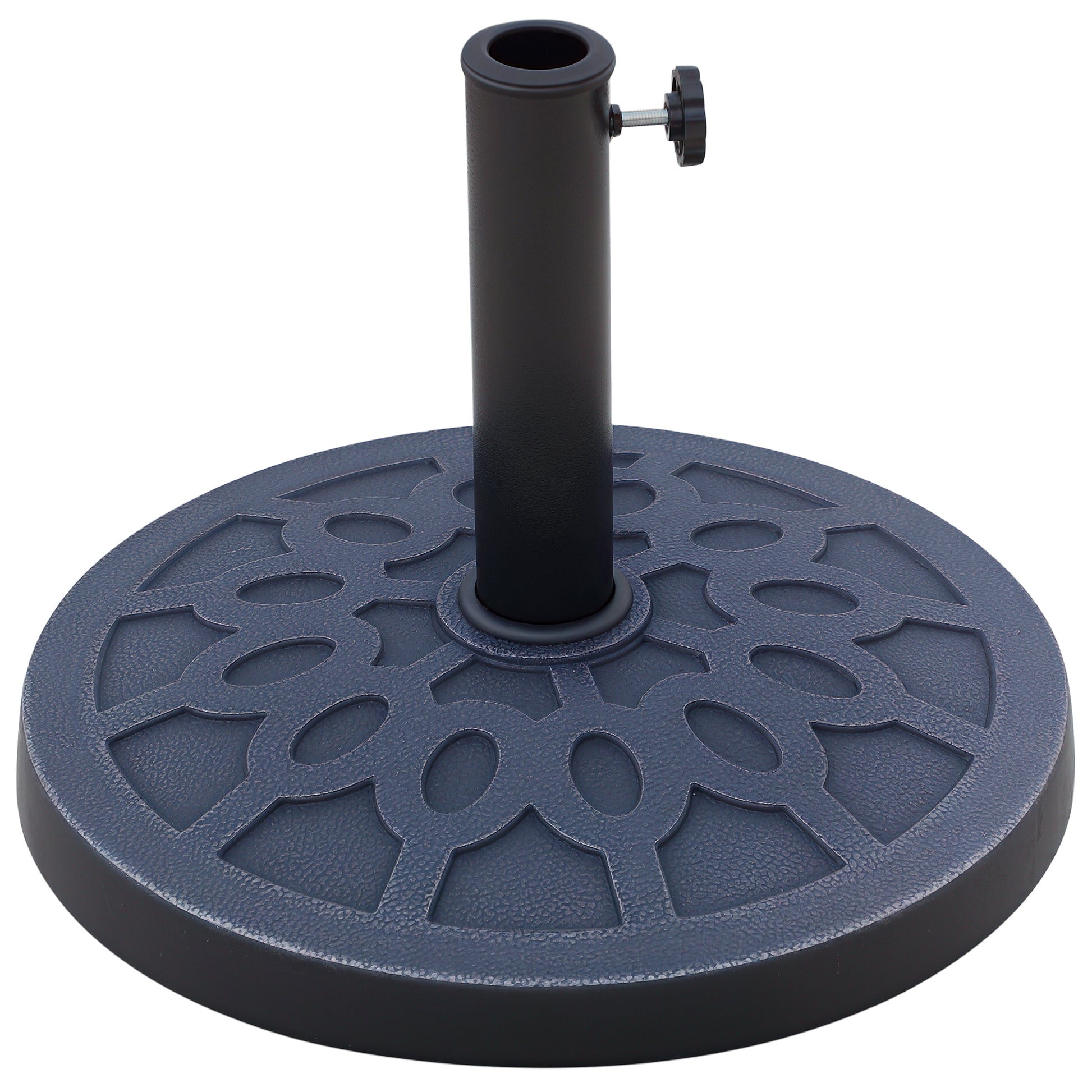 12 kg Round Umbrella Base with Handle, Resin and Steel Umbrella Stand for Ø38 mm and Ø48 mm Poles, for Outdoor Use, Bronze