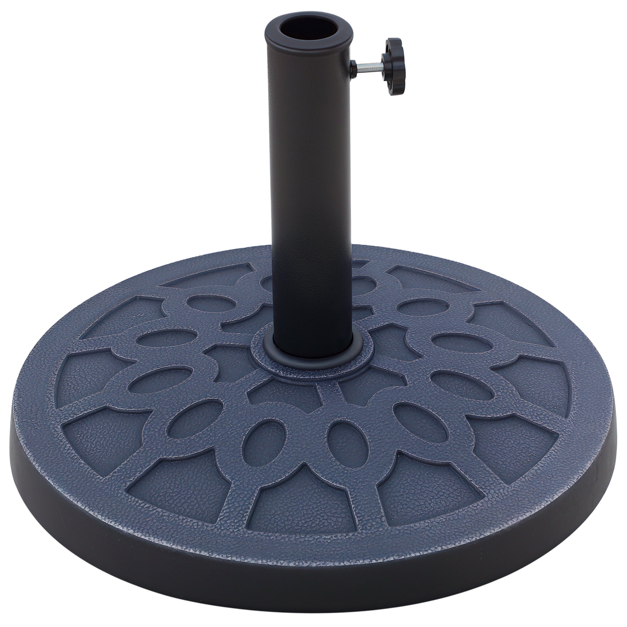 12 kg Round Umbrella Base with Handle, Resin and Steel Umbrella Stand for Ø38 mm and Ø48 mm Poles, for Outdoor Use, Bronze