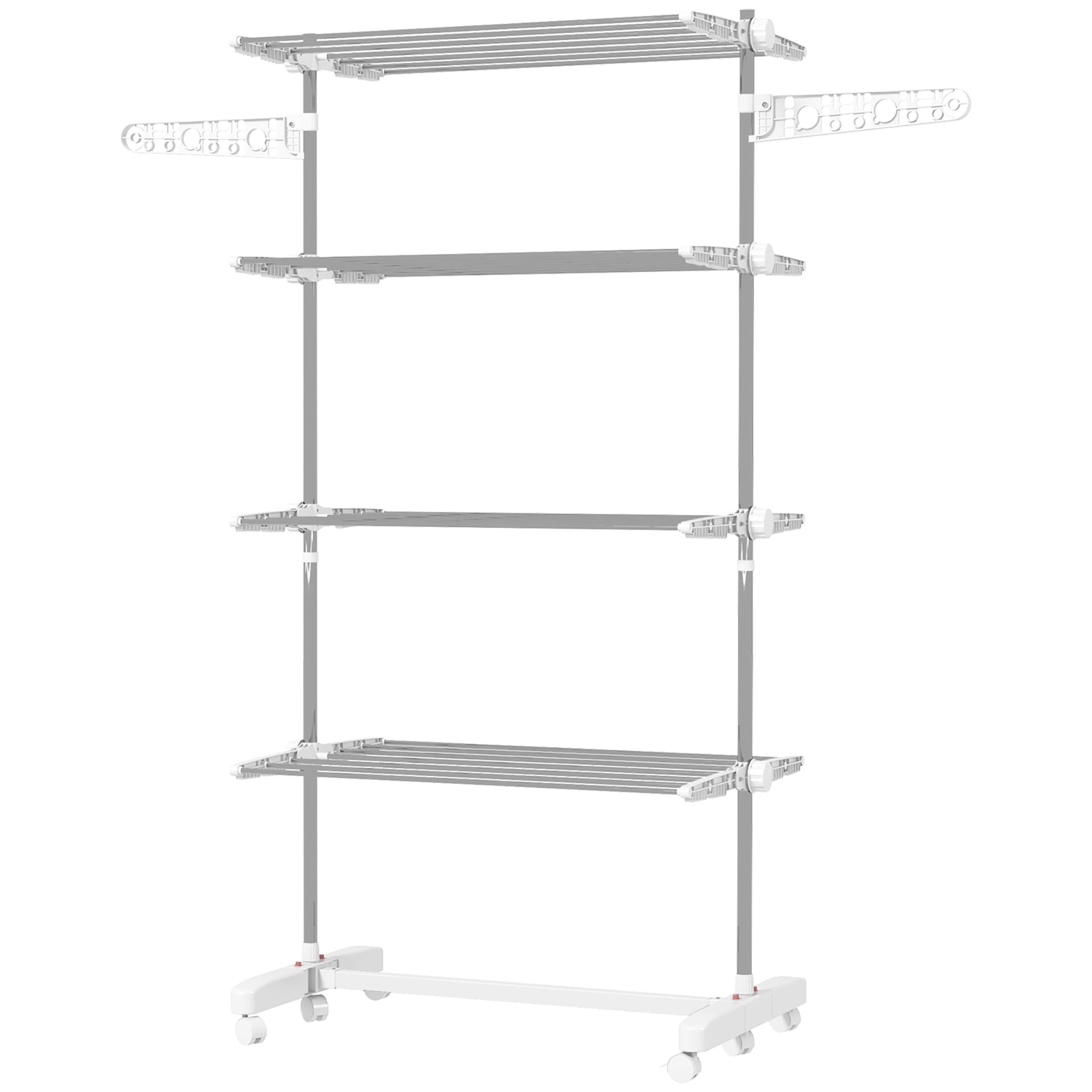 Clothes Rack Tower Clothes Dryer with 4 Levels, Foldable Wings, Wheels, Tower Clothes Rack for Indoor and Outdoor Use, 142 x 55 x 172 cm, White