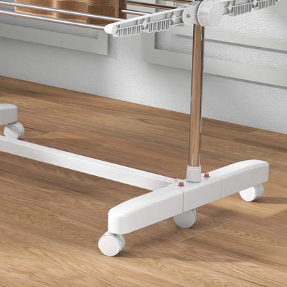 Clothes Rack Tower Clothes Dryer with 4 Levels, Foldable Wings, Wheels, Tower Clothes Rack for Indoor and Outdoor Use, 142 x 55 x 172 cm, White