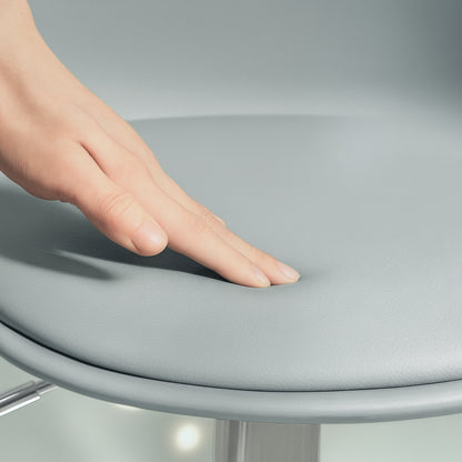 Bar Stool 2-Piece Set, Upholstered Bar Chair with Steel Frame, Backrest, Height Adjustable Kitchen Chairs with Footrest 360° Swivel Counter Stool for Kitchen, Living Room, Dining Room, Faux Leather Grey