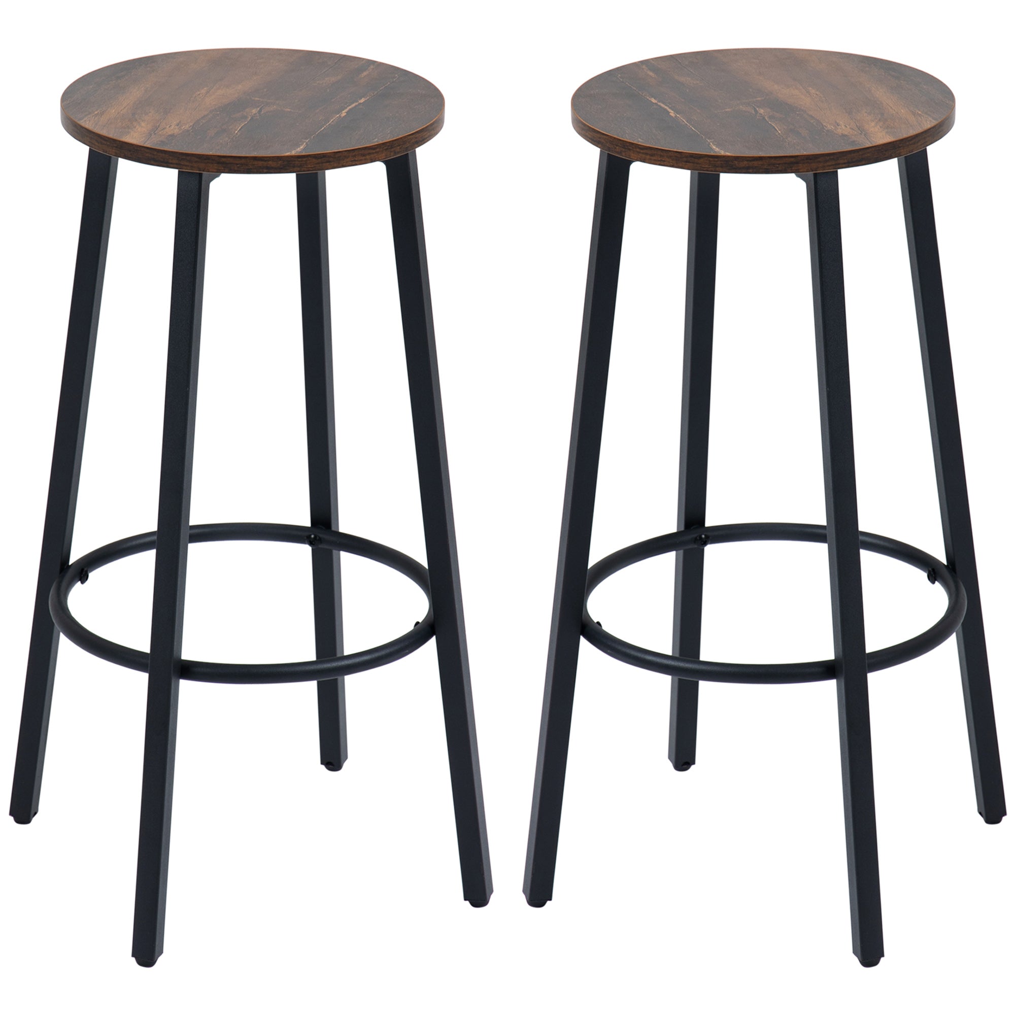 Bar Stool, Set of 2 Bar Chairs with Footrest, Counter Stool with Steel Frame, Counter Chair in Industrial Design, Kitchen Chair for Dining Room, Living Room, Rustic Brown