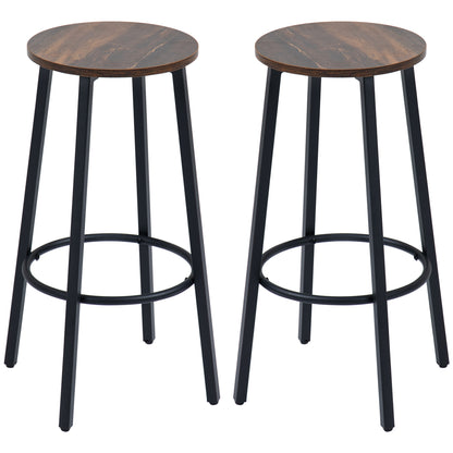 Bar Stool, Set of 2 Bar Chairs with Footrest, Counter Stool with Steel Frame, Counter Chair in Industrial Design, Kitchen Chair for Dining Room, Living Room, Rustic Brown