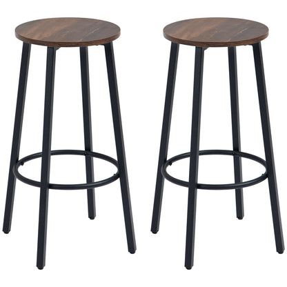 Bar Stool, Set of 2 Bar Chairs with Footrest, Counter Stool with Steel Frame, Counter Chair in Industrial Design, Kitchen Chair for Dining Room, Living Room, Rustic Brown
