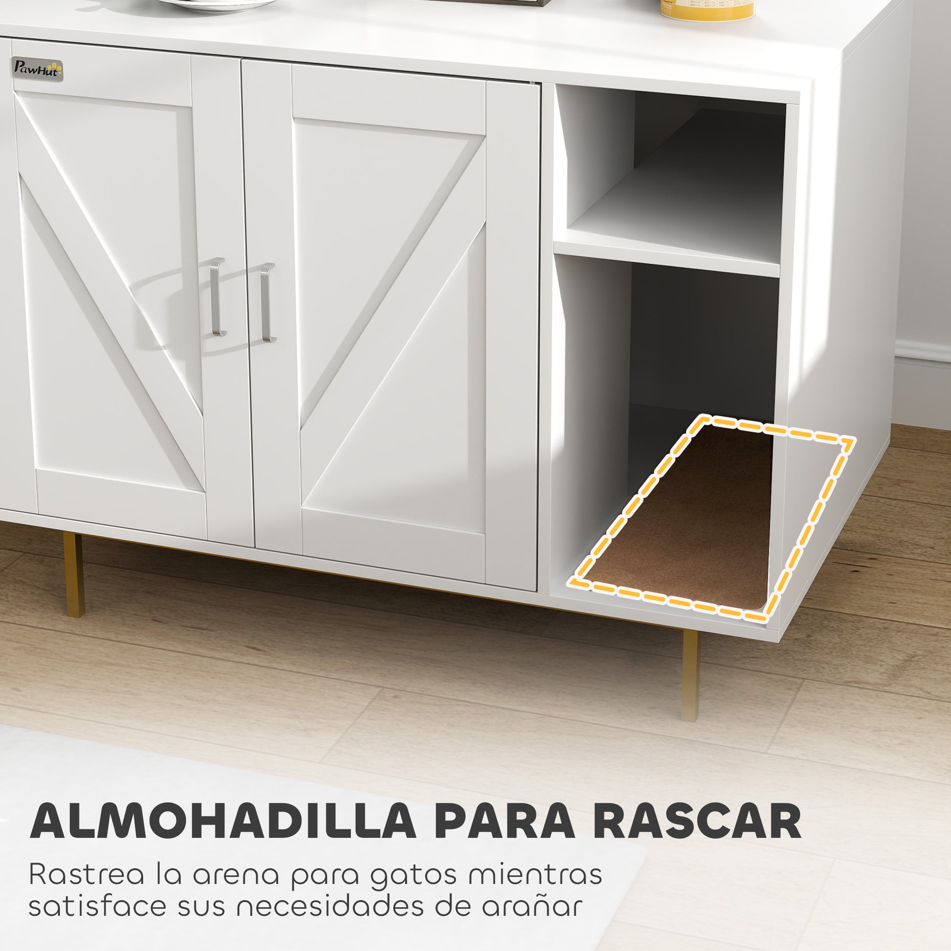 Cat Litter Box Cabinet Cat Litter Box with Scratching Pad and Storage Compartment Cat Litter Box for Living Room Bedroom 80x50x61 cm White