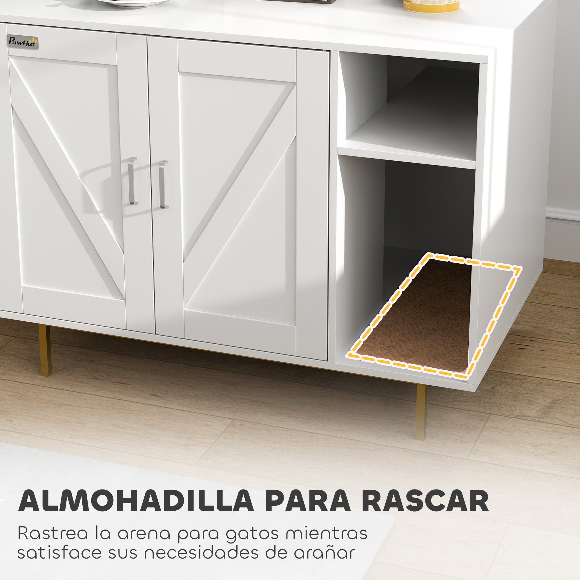 Cat Litter Box Cabinet Cat Litter Box with Scratching Pad and Storage Compartment Cat Litter Box for Living Room Bedroom 80x50x61 cm White