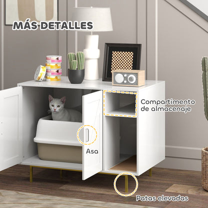 Cat Litter Box Cabinet Cat Litter Box with Scratching Pad and Storage Compartment Cat Litter Box for Living Room Bedroom 80x50x61 cm White