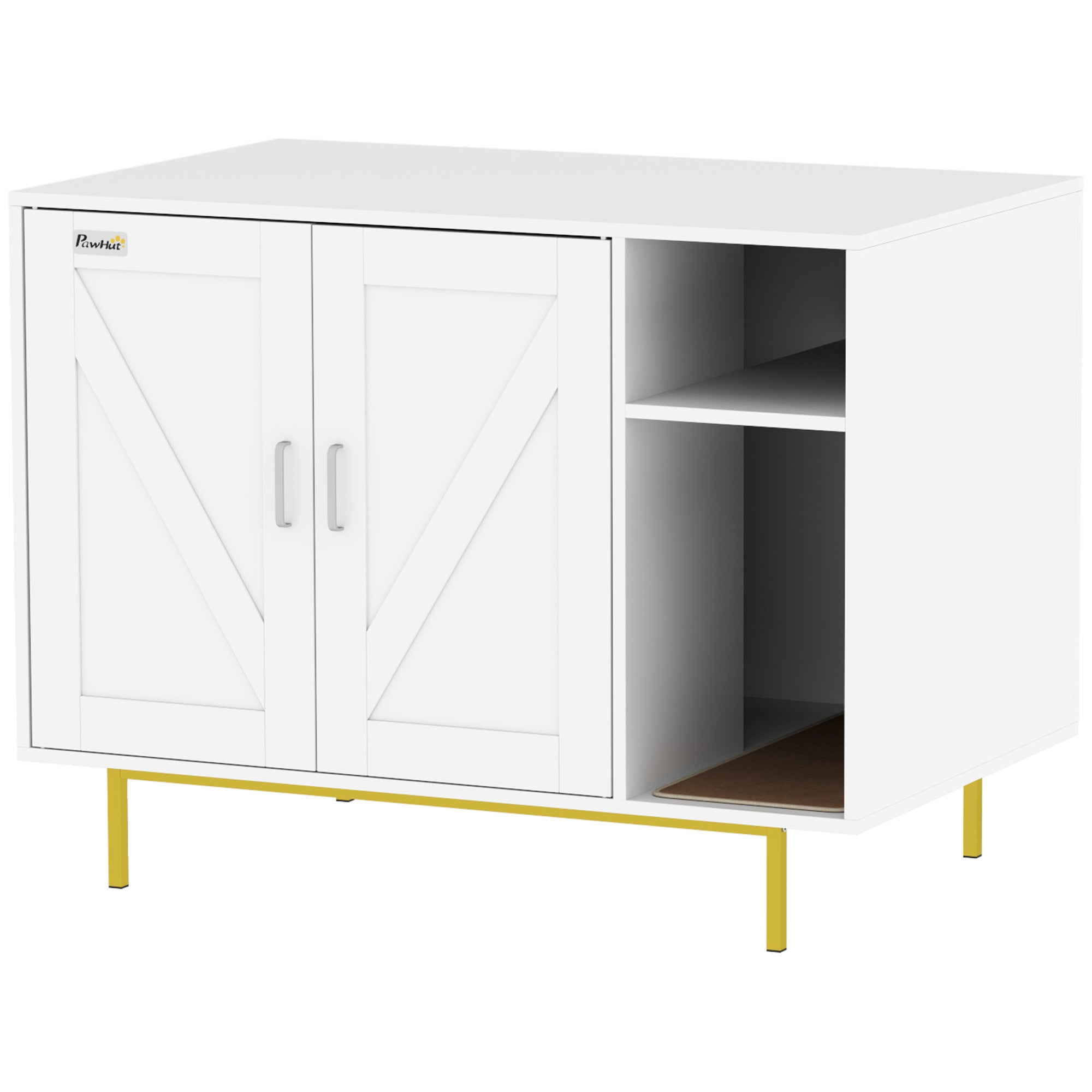 Cat Litter Box Cabinet Cat Litter Box with Scratching Pad and Storage Compartment Cat Litter Box for Living Room Bedroom 80x50x61 cm White