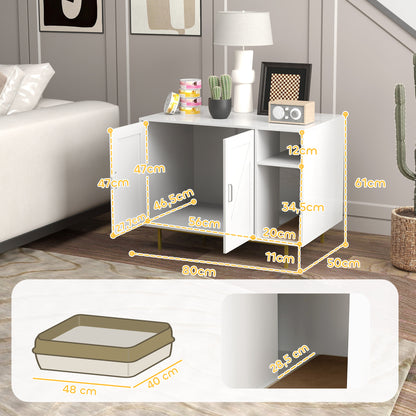 Cat Litter Box Cabinet Cat Litter Box with Scratching Pad and Storage Compartment Cat Litter Box for Living Room Bedroom 80x50x61 cm White